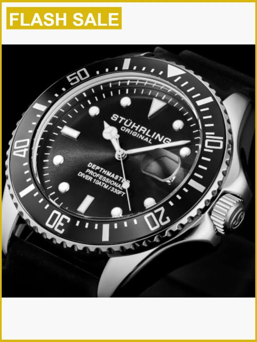 Men's 42mm Dive Watch Stainless Steel Rubber Strap Japanese Quartz Sport